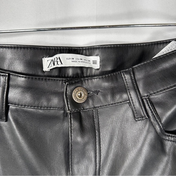 Zara Faux Leather Pants Rockstar Girlfriend Baddie Downtown Girl Gothcore - Picture 7 of 11